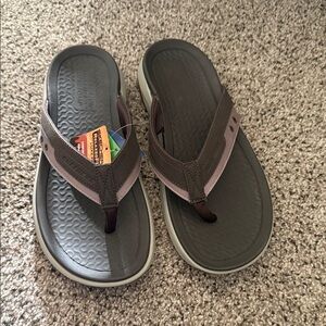 Men's Skechers Dark Brown and Light FLIP FLOPS